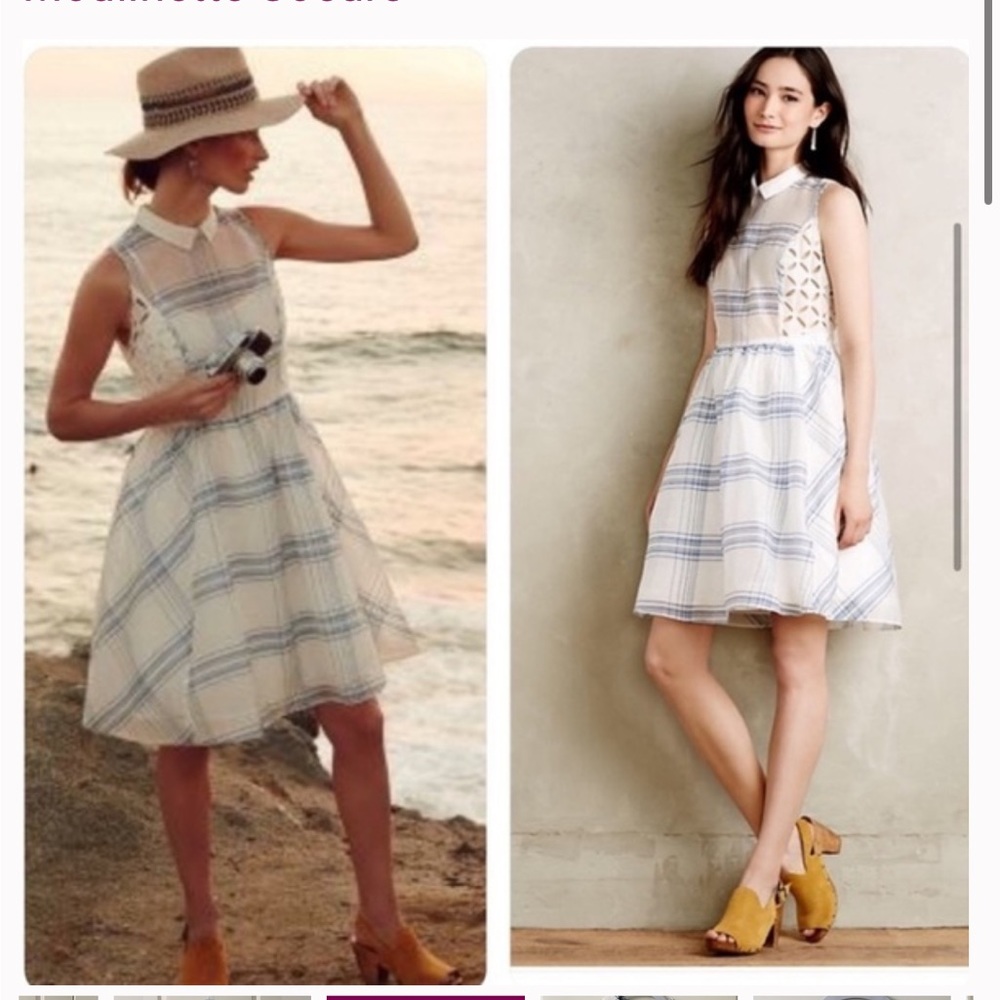 MOULINETTE SOEURS blue motif collar dress 6P